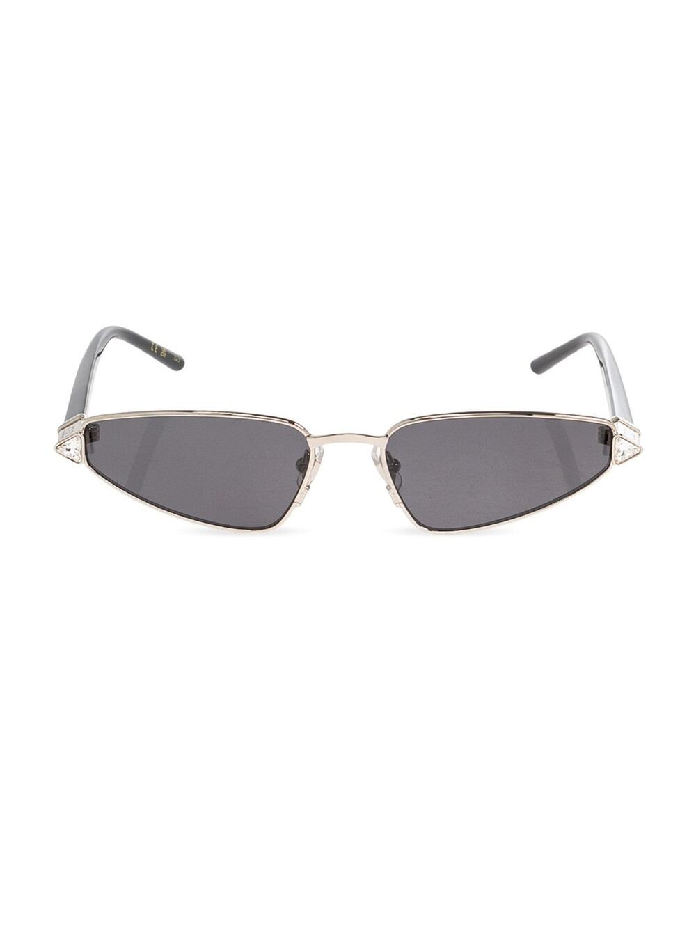 New Valentino VG0035S 001 Slim Cat-Eye Sunglasses in Black and Silver Authentic